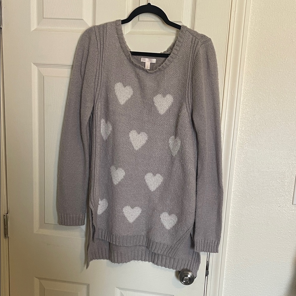 LC Lauren Conrad Light Gray Heart Sweater
